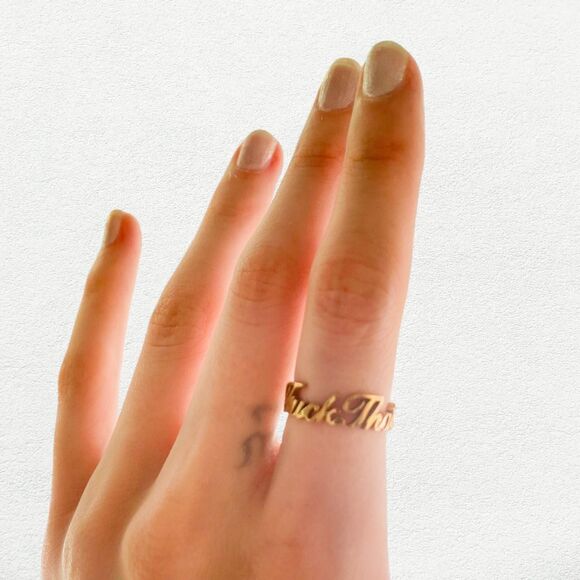 Gold "F*ck This F*ck That" Ring - Picture 8 of 8